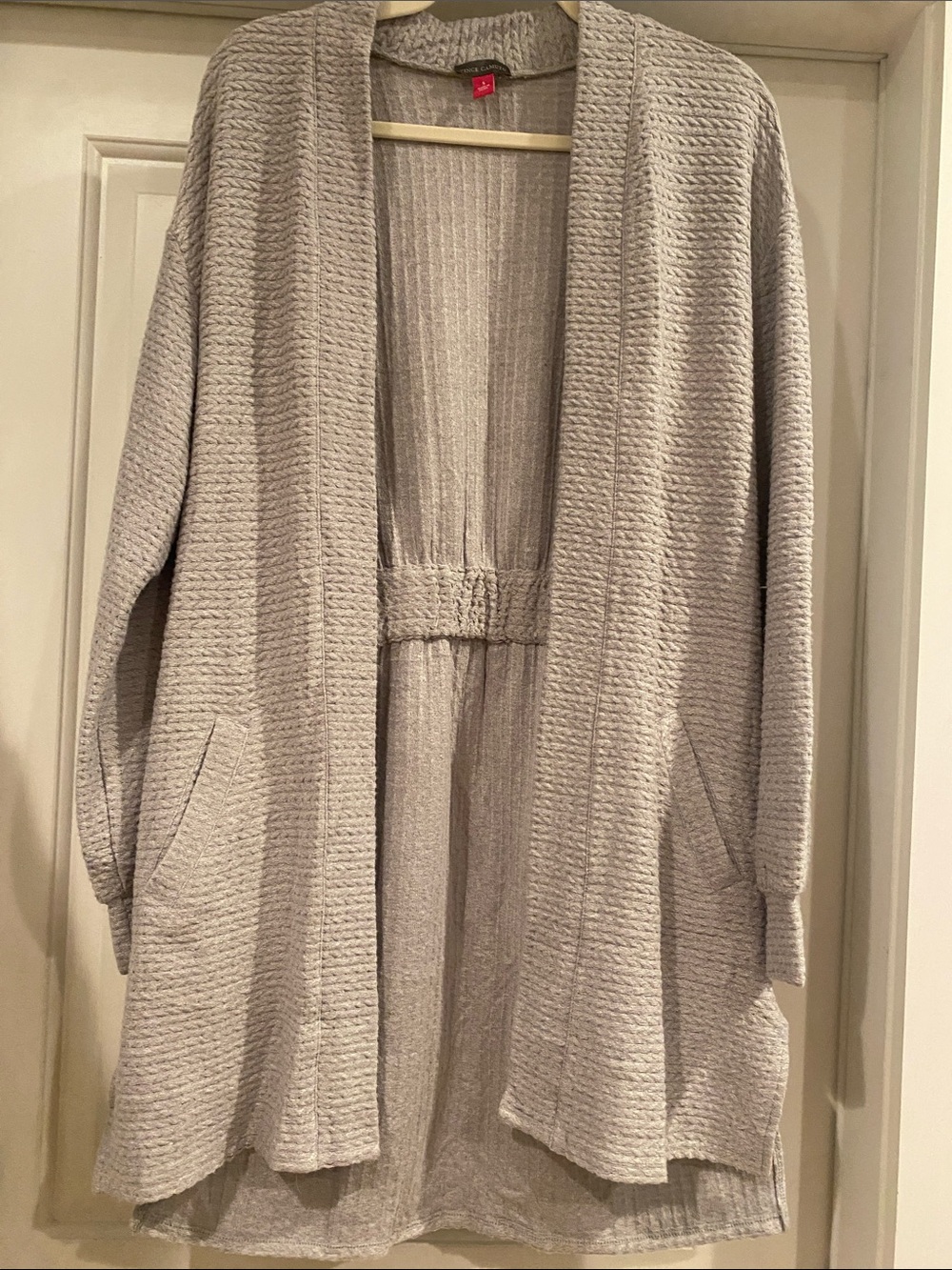Vince Camuto Light Gray Open-Front Textured Cardigan NWOT- Sz. SM